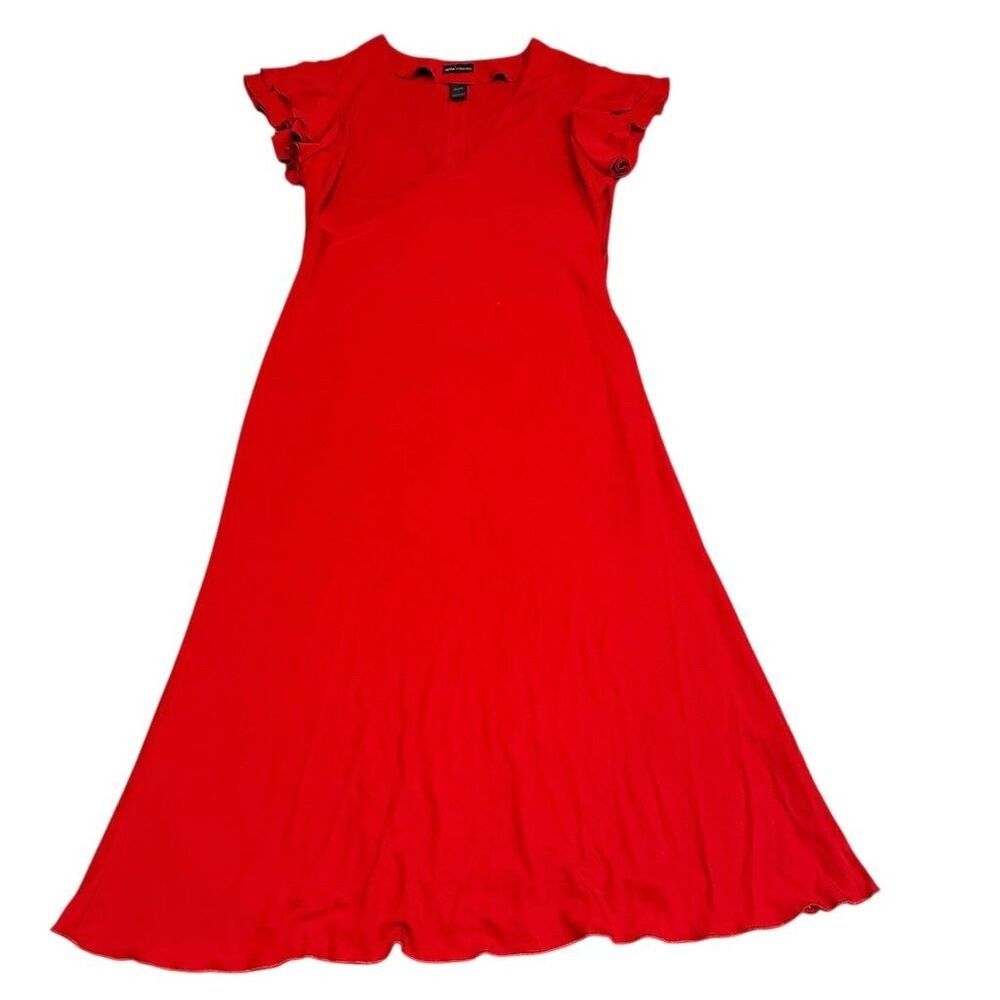 Vintage MODA Women's Red Midi‎ Dress Short Sleeve Size 8